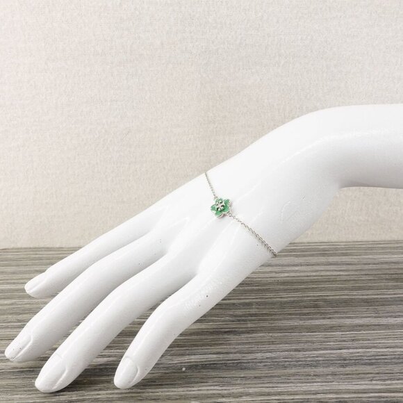 Tory Burch Kira Enamel Flower Chain Bracelet Green OS - Picture 7 of 12